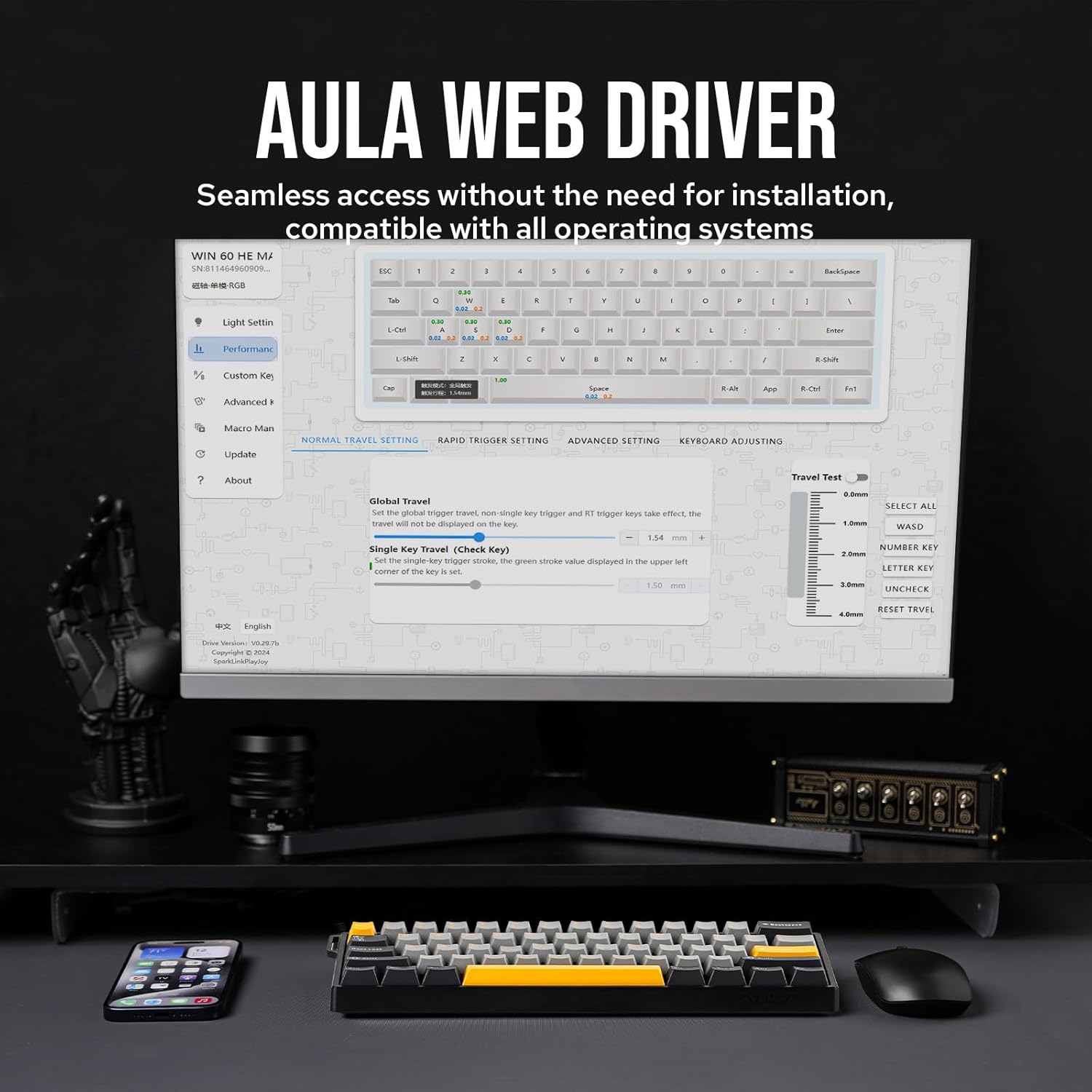 AULA WIN60 HE 60% Max Pro Magn - Hall Effect Magnetic Switch Keyboard 评论和价格