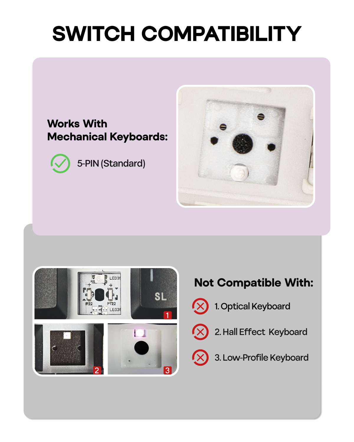 100 PCS EPOMAKER Lilac Silent  - Silent Switch Mechanical Keyboard 评论和价格